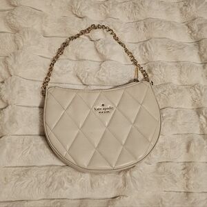 kate spade Quilted Cream Shoulder Bag with Gold Chain Strap